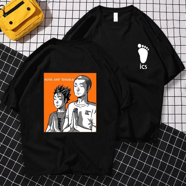 

men's t-shirts haikyuu noya and tanaka anime male summer 2021 cotton short sleeve tee shirt men kageyama tobio hinata shoyo tshirt, White;black