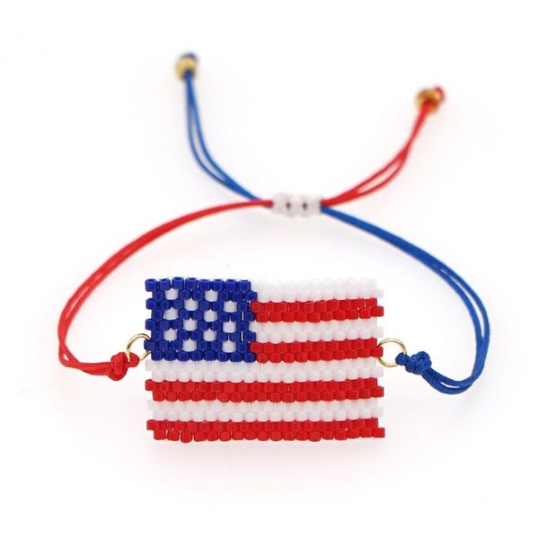 

charm bracelets go2boho america flag for women miyuki bracelet wholesale jewellery 2021 fashion handmade bead jewelry american, Golden;silver