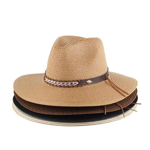 

wide brim hats couples wide-brimmed summer travel leather-trimmed beach sun are suitable for outdoor multi-color optional, Blue;gray