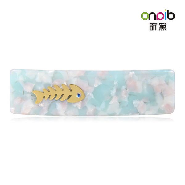 

dano korean high-grade acetic acid women's hair accessories classic rectangular fish bone spring clip headdress, Golden;silver