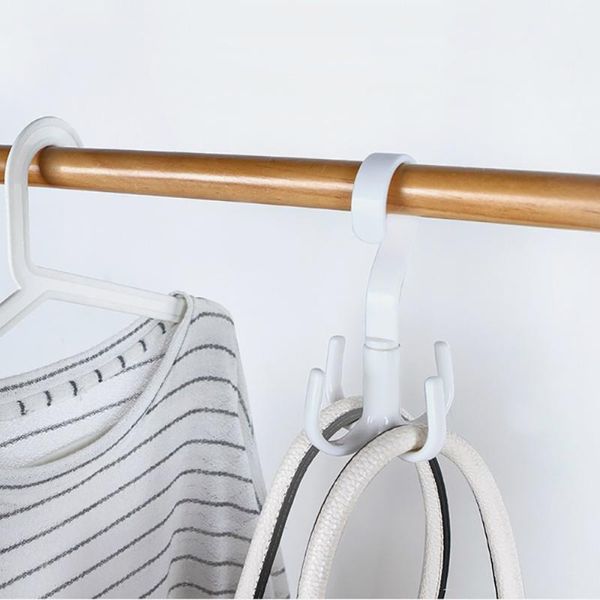 

hangers & racks 4 hooks plastic handbag clothes ties bag holder shelf organizer 360 degrees rotated belt closet hanger hanging rack storage