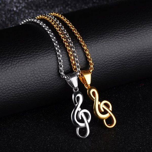 

14x30mm g clef necklace music note treble symbol in stainless steel orchestra pendant necklaces, Silver