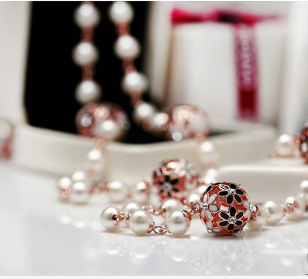 

long sweater chain women's fashion accessory string all-match pearl necklace creative style, Black