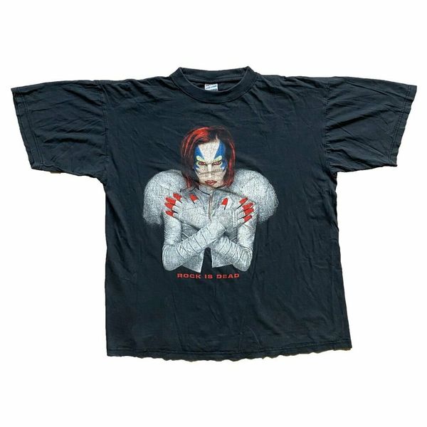 

vintage 1998 marilyn manson 'rock is dead' t-shirt, White;black