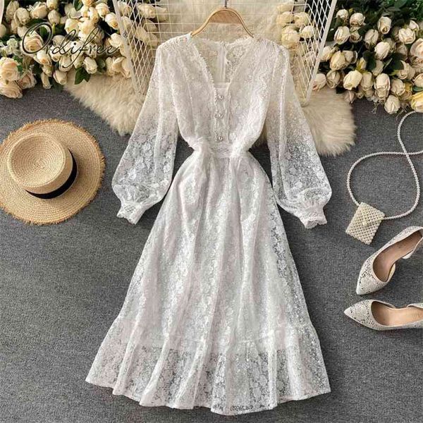 

summer embroidery white lace dress long sleeve vintage elegant women party 2 pieces 210513, Black;gray
