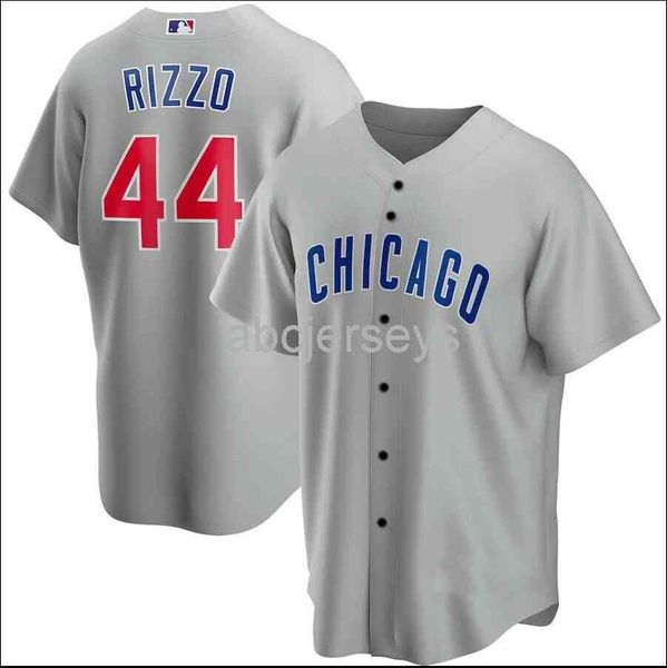 Maglia da baseball grigia personalizzata Anthony Rizzo n. 44 cucita XS-6XL