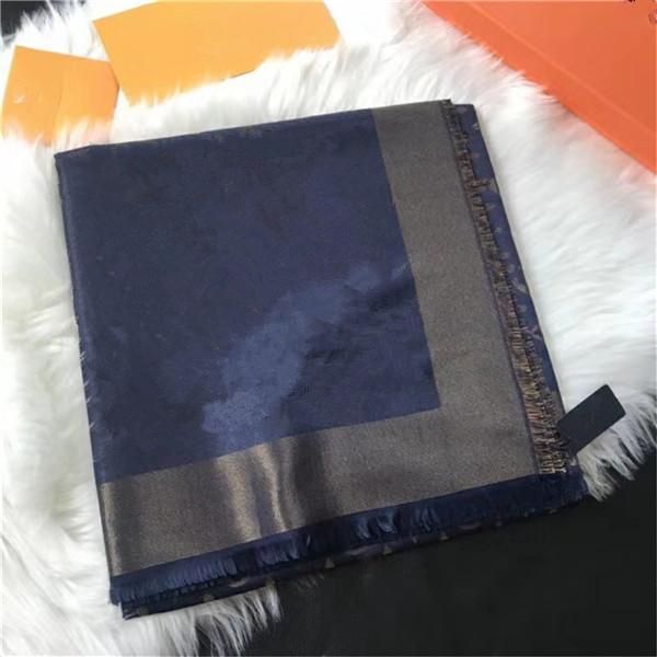 

2020 fashionable women autumn and winter 140*140cm scarf shawl gold and silver line letters print design casual boutique accessories, Blue;gray