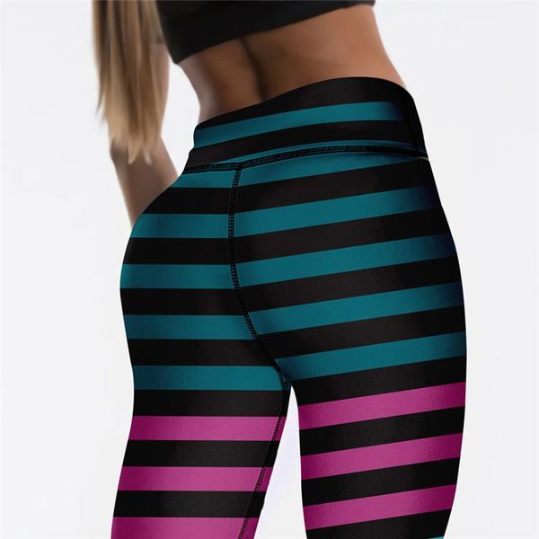 

women's leggings fitness gym women striped pantalones mujer workout high waist activewear push up seamless female legging pants, Black