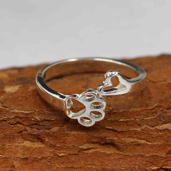 

love dog palm ring adjustable lovely girl, Silver
