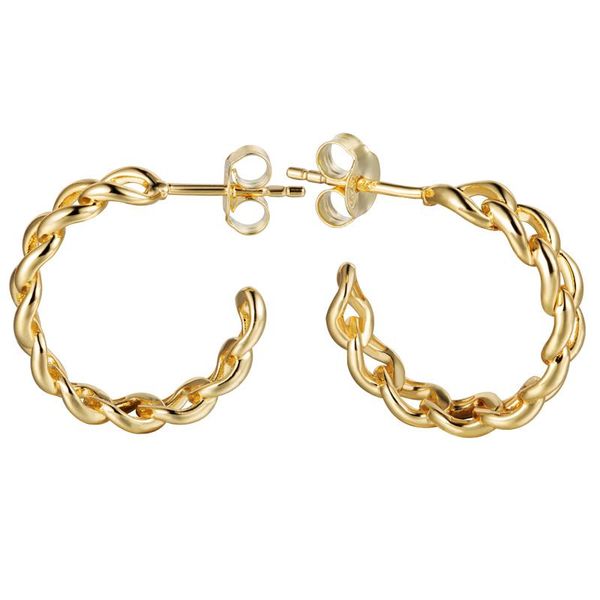 

hoop & huggie vary classic 925 sterling silver women's earrings exaggerated twisted 18k gold large jewelry gift fashion, Golden;silver