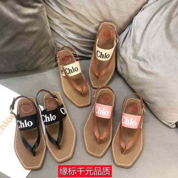 

2021 new one line sandals women's summer flat bottom casual bohemian beach flip flop size zlh, Black