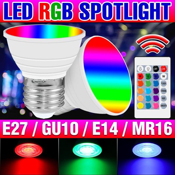 

bulbs 110v led e27 light bulb rgb smart control lamp gu10 spotlight e14 lampada 220v mr16 bombilla for home party atmosphere