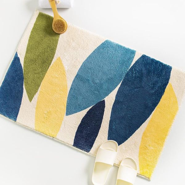 

geometric leaf shape printed doormat for bathroom bedroom entrance rug carpet non-slip absorbent rubbing foot mat creative bath mats