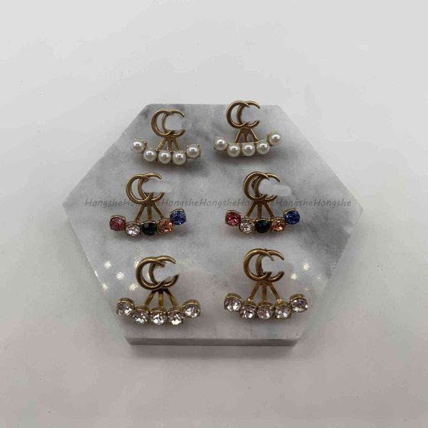 

design jewelry multi earrings women's pair g-color flash diamond pearl fashion earrings, Golden