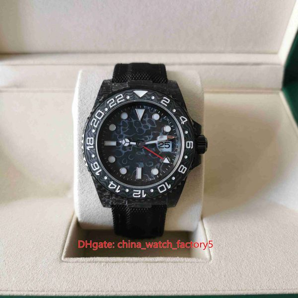 TW фабрика высочайшего качества часы 40 мм DIW NTPT GMT все карбоновые волокна ручной работы на NOLON CAL.3186 Движение механические автоматические мужские часы мужские наручные часы