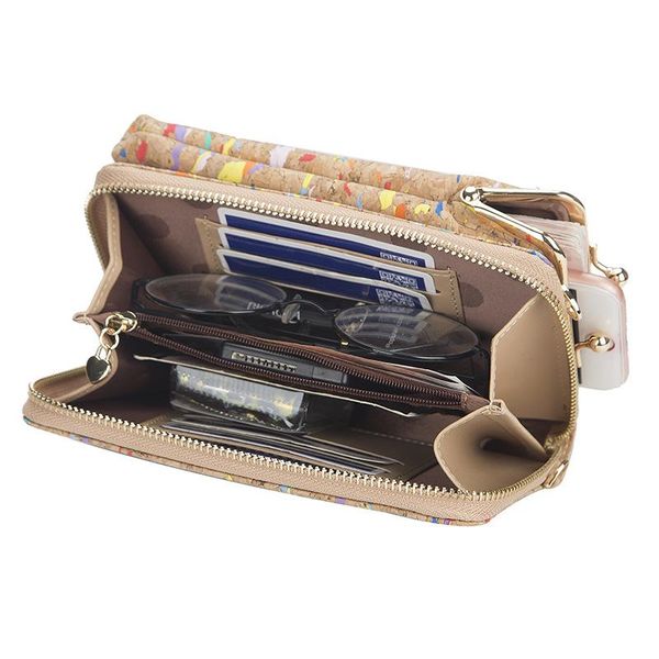 

outdoor bags ly buckle vintage purse cork pattern zipper crossbody hand bag detachable shoulder chain universal for cell phone daily