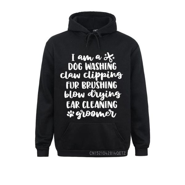 

men's hoodies & sweatshirts clothes dog groomer pocket cute quote grooming gifts for men chic long sleeve casual wholesale, Black