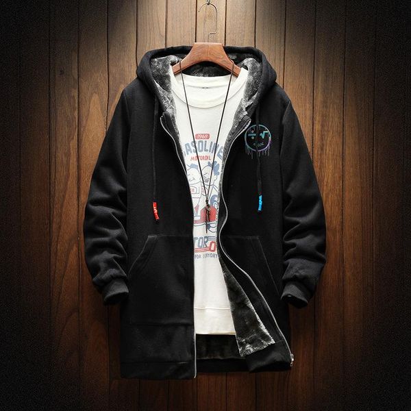 

men's trench coats mens coat men 2021 long casual hooded loose fleece jacket streetwear winter windbreaker korean fashion clothing, Tan;black