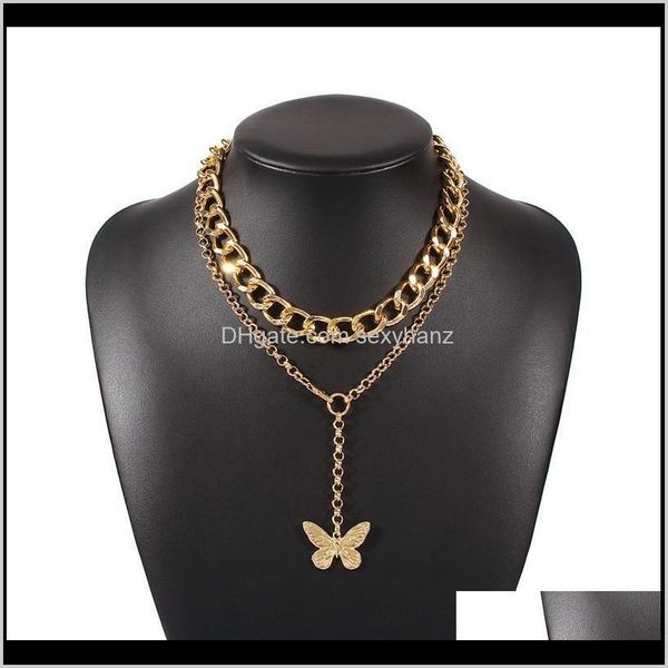 

chokers & pendants jewelry drop delivery 2021 punk heavy chunky chain choker necklace for women fashion vintage gold statement multi layer c, Golden;silver