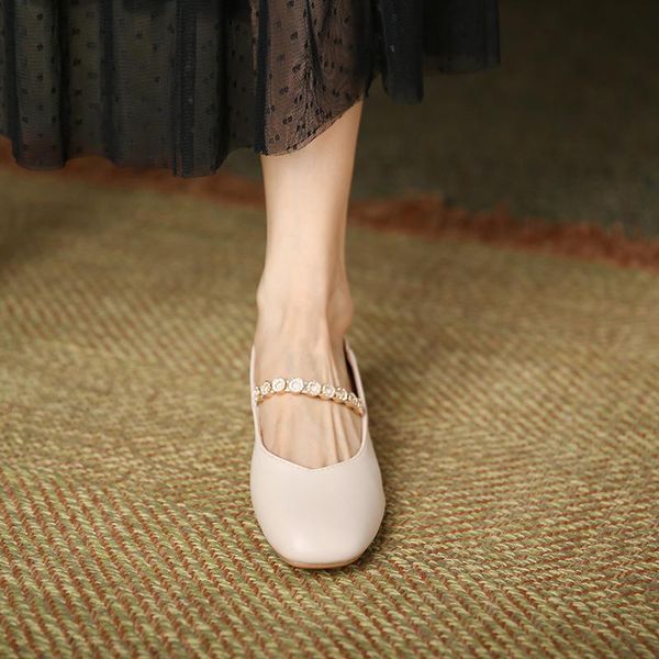 

dress shoes mary jane autumn retro word belt leather versatile shallow mouth thick heel platform high heels, Black