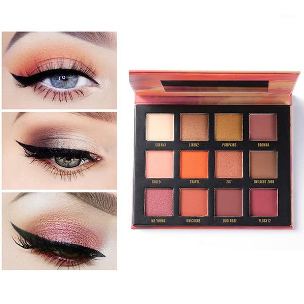 

fashion eyeshadow palette with mirror waterproof smudge-proof matte shimmer 12-color1