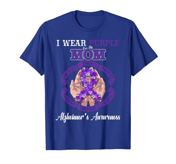 

i wear purple for my mom alzheimer's awareness support shirt, White;black