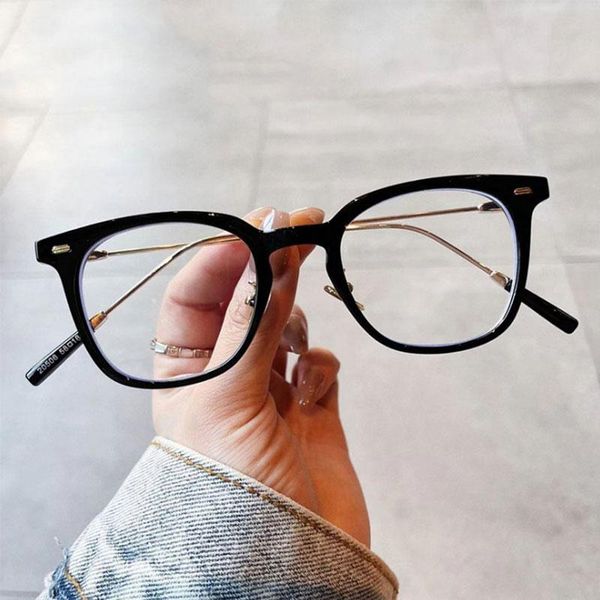 

fashion sunglasses frames retro cat eye anti blue light metal legs ultralight glasses men women optical computer 50359, Black