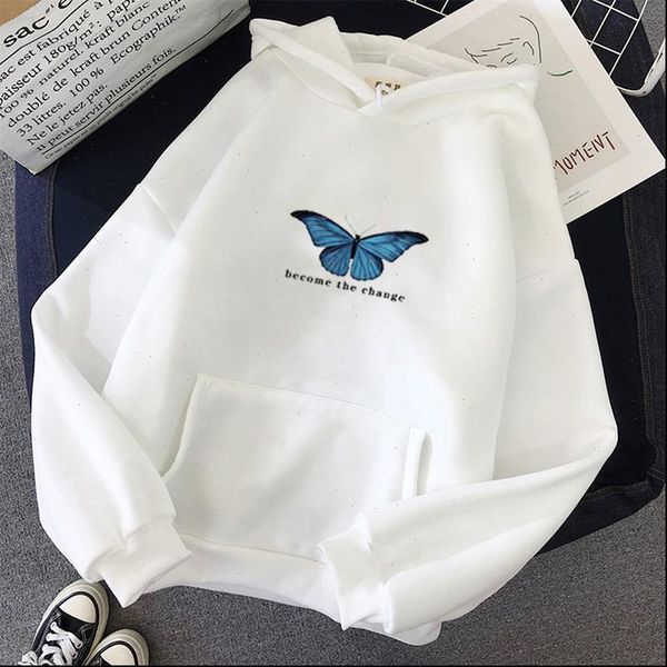 

print cute women butterfly oversized harajuku pink full sleeve hoodie clothes hoody, Black
