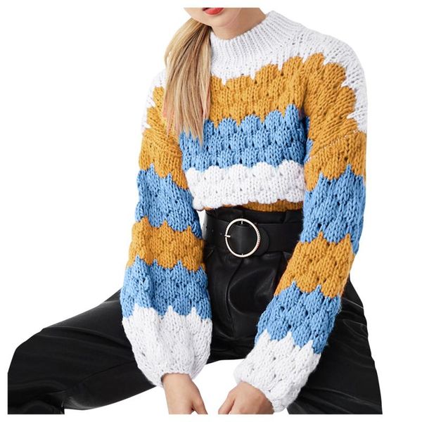 

women's sweaters women pull 2021 block puff loose sweater jumpers candy color harajuku chic short twisted femininas, White;black
