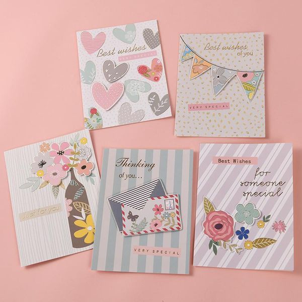 

greeting cards 9pcs heart happy birthday card flower postcards for invitation baking cake flowers decoration