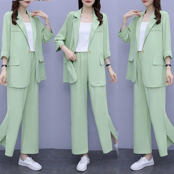 

women's suits & blazers three pieces set chic blazer office lady fashion single-breasted women long sleeve vest elastic waist pants, White;black