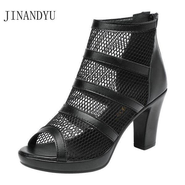 

sandals chunky heels mesh woman shoes high platforms women black peep toe boots leather platform summer ankle
