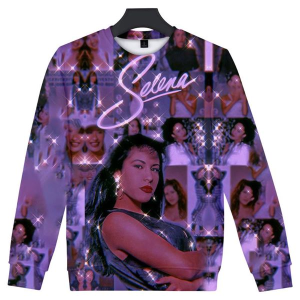 

men's hoodies & sweatshirts cool selena quintanilla singer 2021 round collar men/women 3d casual o-neck pullovers, Black