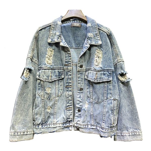 

women denim frayed jacket pocket single breasted hole c0102 210514, Black;brown