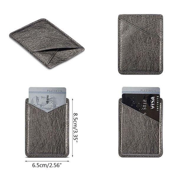 

card holders ultra slim leather mobile phone id holder wallet credit pocket adhesive sticker, Brown;gray