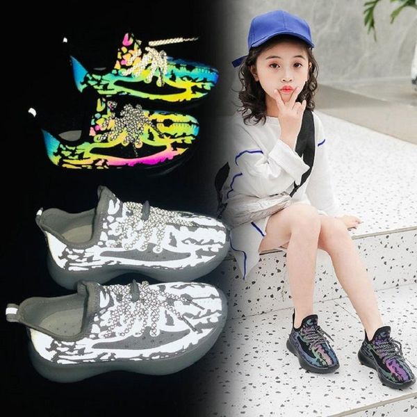 

sneakers children luminous shoes girls 2021 boys shoe kids mesh glowing sport running trainer girl casual boy, Black;red