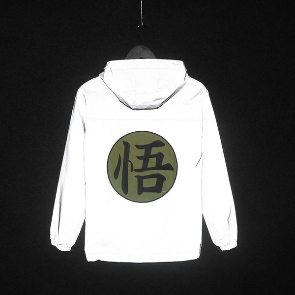 

men's jackets tide hoodies reflective jacket casual hiphop windbreaker night light women sporting coats hooded fluorescent sweatshirts, Black;brown