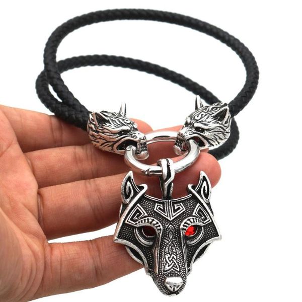 

pendant necklaces nostalgia norse wolf amulet charm long chain big necklace viking pendants talisman wicca pagan jewelry, Silver