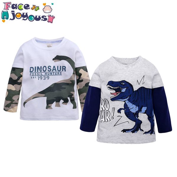 

children boys girls clothing toddler kids long sleeves t-shirts for girls boys tees baby dinosaur t shirt casual clothes 210413, White;black