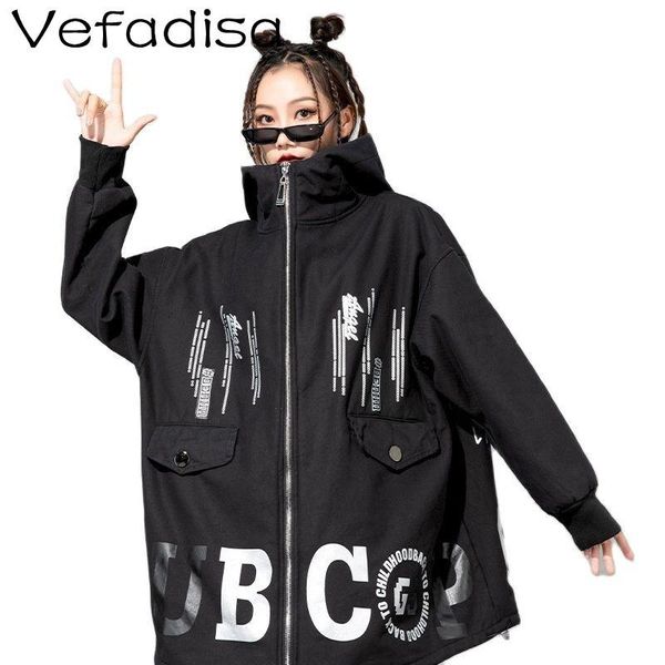 

women's trench coats vefadisa fashion letter print windbreaker jacket women 2021 winter coat loose large size hooded windbreaker558, Tan;black
