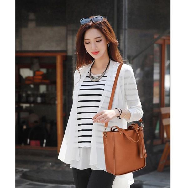 

4pcs/set women bags large capacity cosmetic bag set tassel handbag black 2021 fashion travel purse ladies crossbody & cases