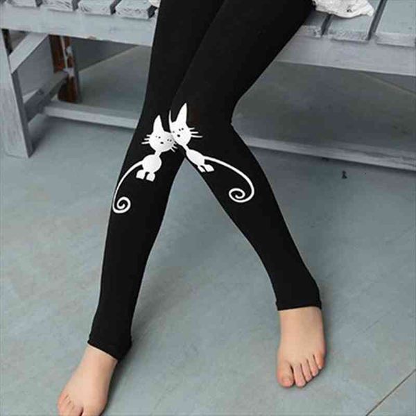 

spring autumn girls leggings skinny black cotton elastic pants leggins cat bow flower pattern for kids children pant, Blue