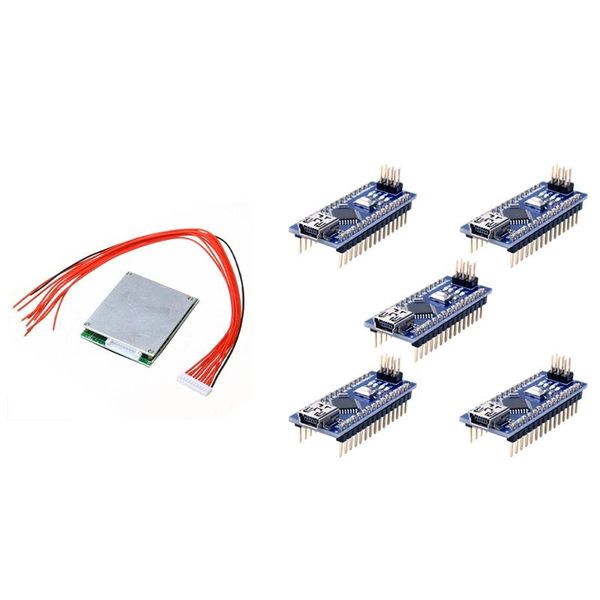 

smart home control 10s 35a lithium battery bms pcb with 5 pieces for nano v3.0 atmega328p 5v 16m controller board module