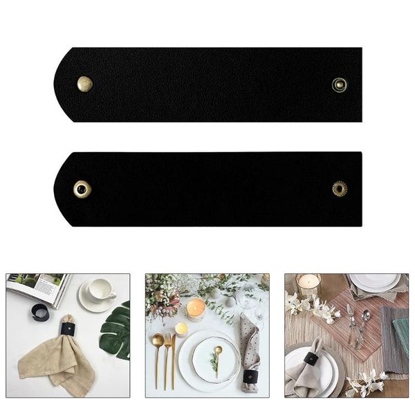 

leather napkin rings set of 4 handmade rustic holder for table decor home f3mb