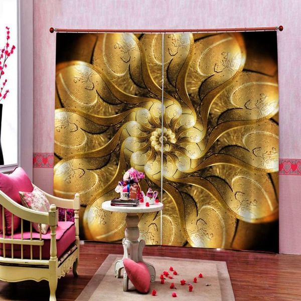 

curtain & drapes custom 3d stereo lifelike golden flower large window for bedroom living room half-blackout indoor decor sets