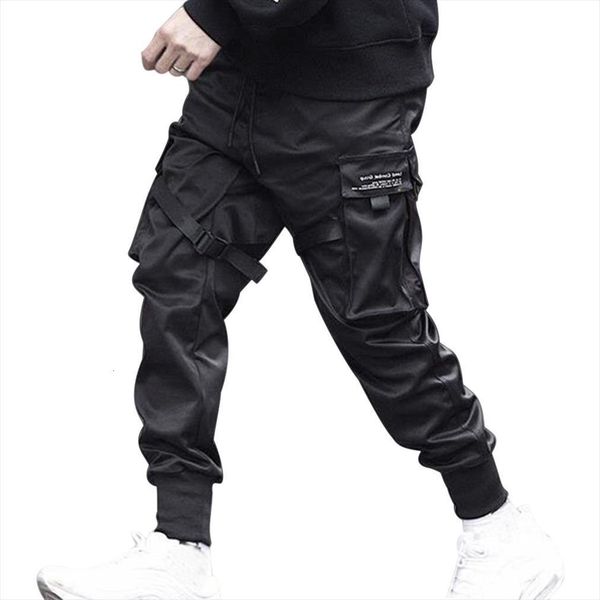 

man cargo fashion casual women pant sweatpant spring autumn trousers multi pocket mans, Black