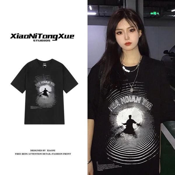 

japan women black letter white tshirts oversized cotton tees blouse sander short sleeve t-shirts female summer for men men's, White;black