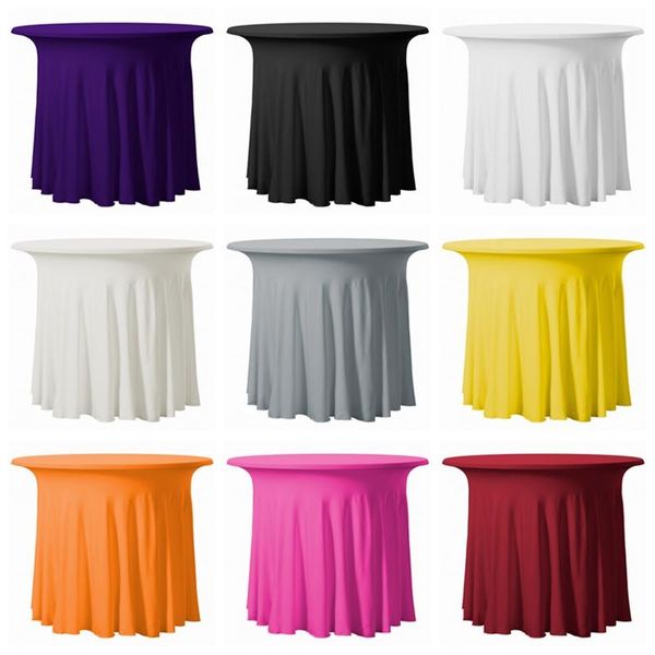 

table cloth 1pcs sold ruffled round spandex cover stretch tablecloth for wedding event decoration