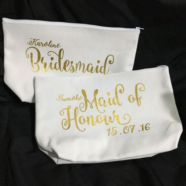 

gift wrap fashion custom design names bride makeup toiletry kits bridesmaid wedding make up bags unique for bridal party favors