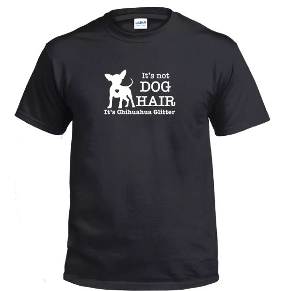 

its not dog hair its chihuahua glitter silhouette funny cotton black t-shirt, White;black